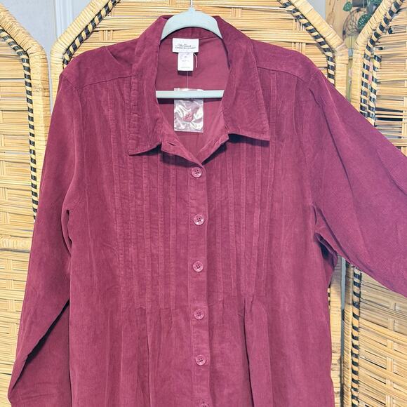 Vermont Country Store Burgundy Corduroy Shirt Dress Plus Size 2X NWOT modest - Picture 9 of 9